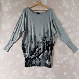 Le Château XL long sweater boat neck grey with print